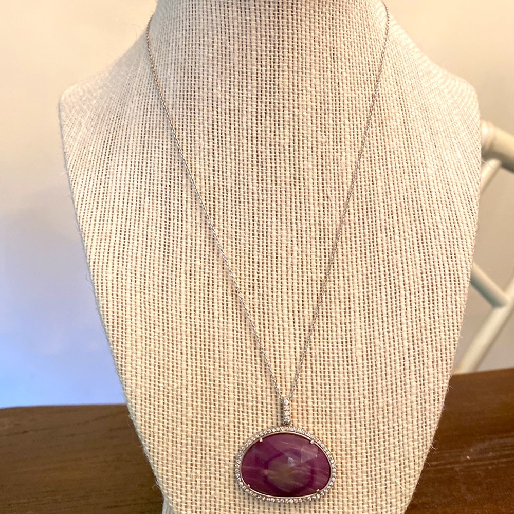 Sterling silver Agate Slice Pendant w/ Chain